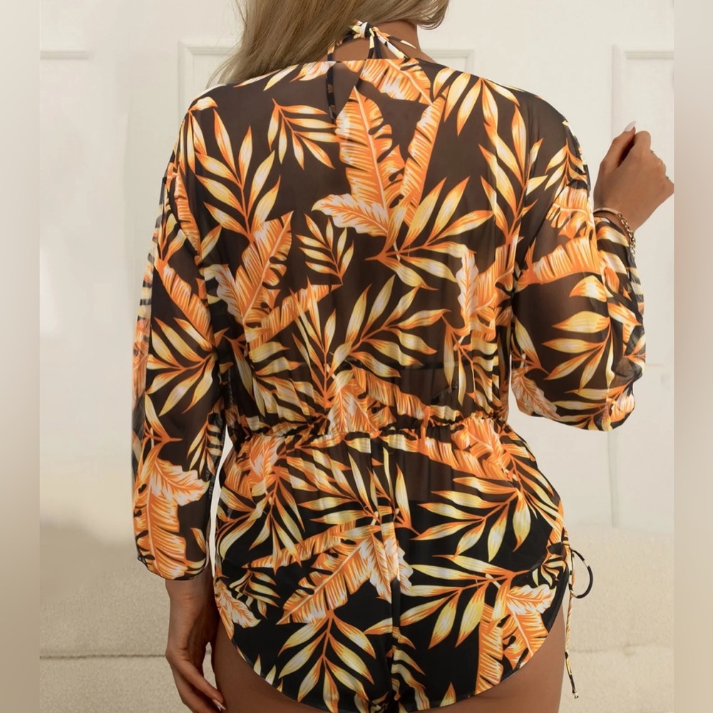 WREESH Womens 3 Piece Swimsuits Tropical Print Halter
